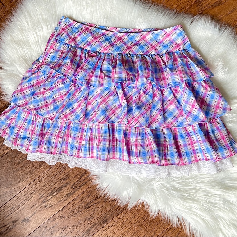 Alt Lolita Plaid Double Layered Puffy Skirt